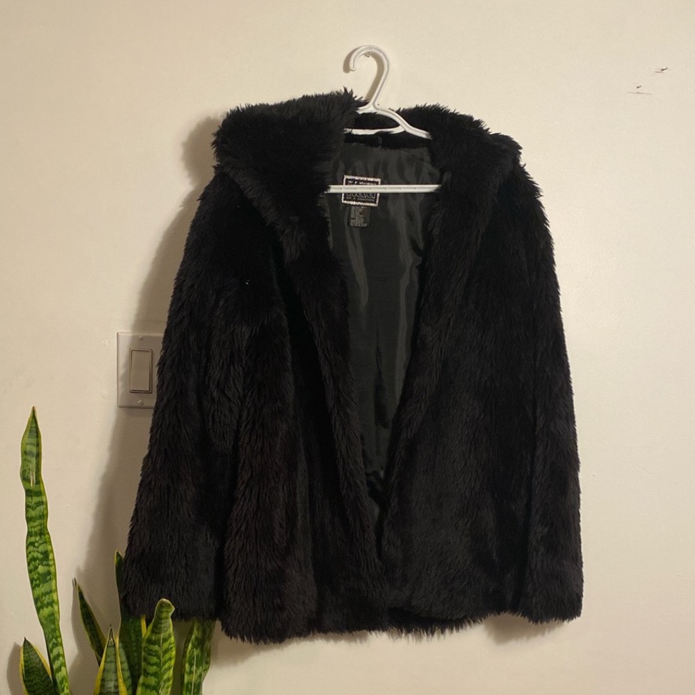 Black Faux Fur Coat